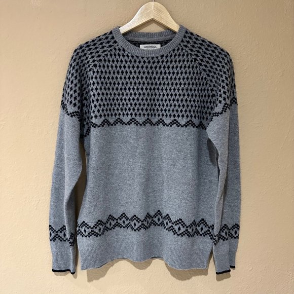 Goodthreads 100% Lambswool Fair Aisle Mens Size Medium Gray Sweater Cozy Holiday - Picture 2 of 9